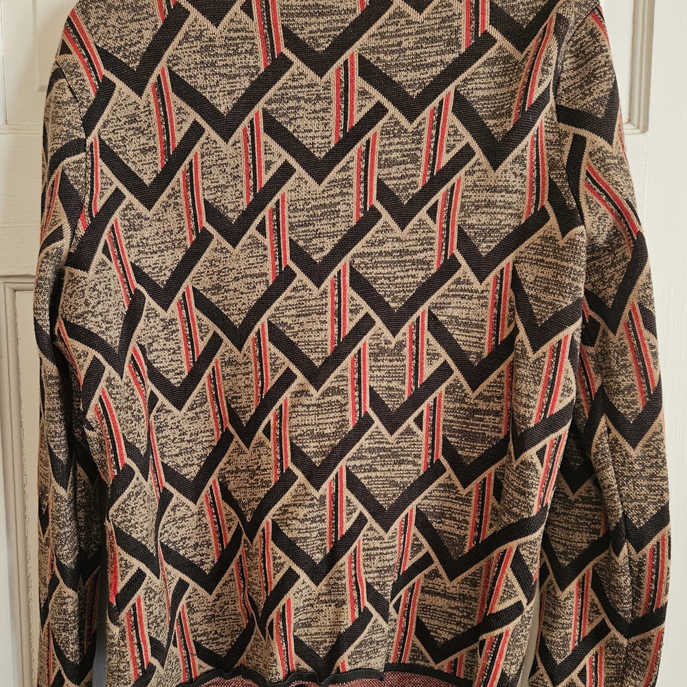 Geometric Patterned Zip-Up Cardigan - Picture 4 of 4